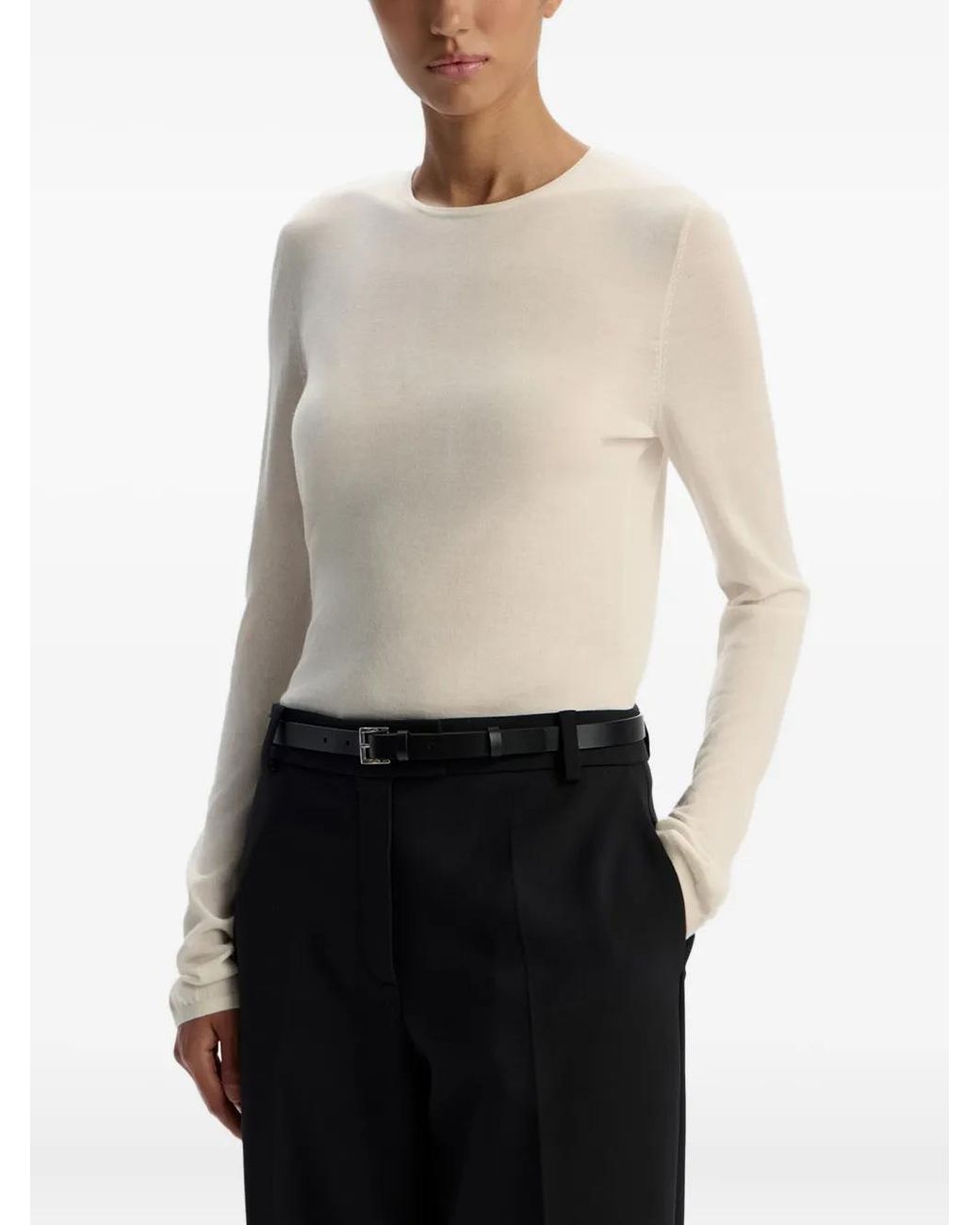 12 STOREEZ White Crew-Neck Top