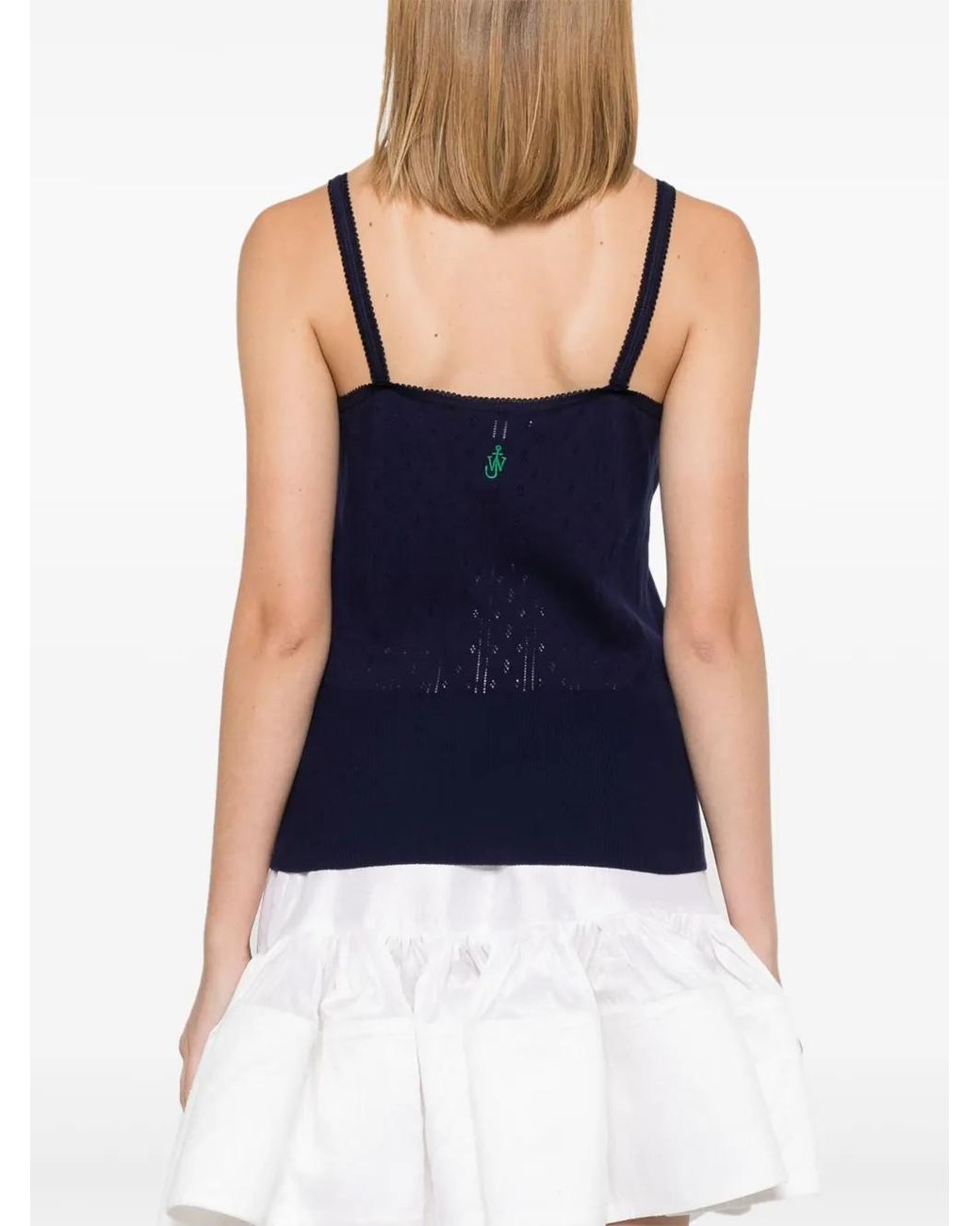 J.W. Anderson Blue Pointelle-Knit Top