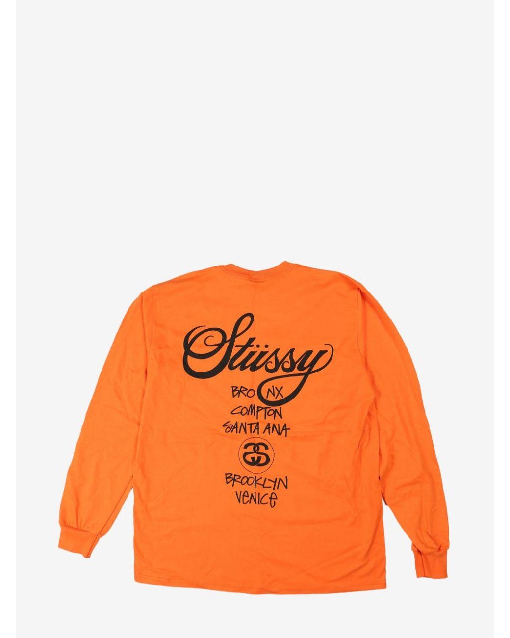 ★人気★【Stussy】★Stussy World Tour LS T-Shirt★Coral★ stussy-orange-World-Tour-Long-