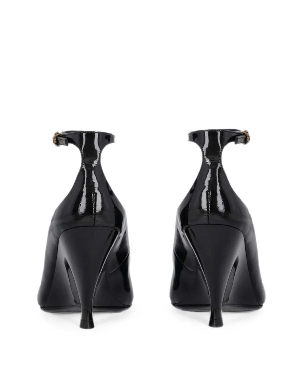 Pinko Black Gwen 05 Patent Leather Pumps With Wedge Heel And Ankle Strap