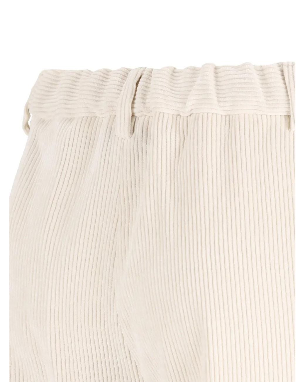 Herno White Corduroy Straight-Leg Trousers