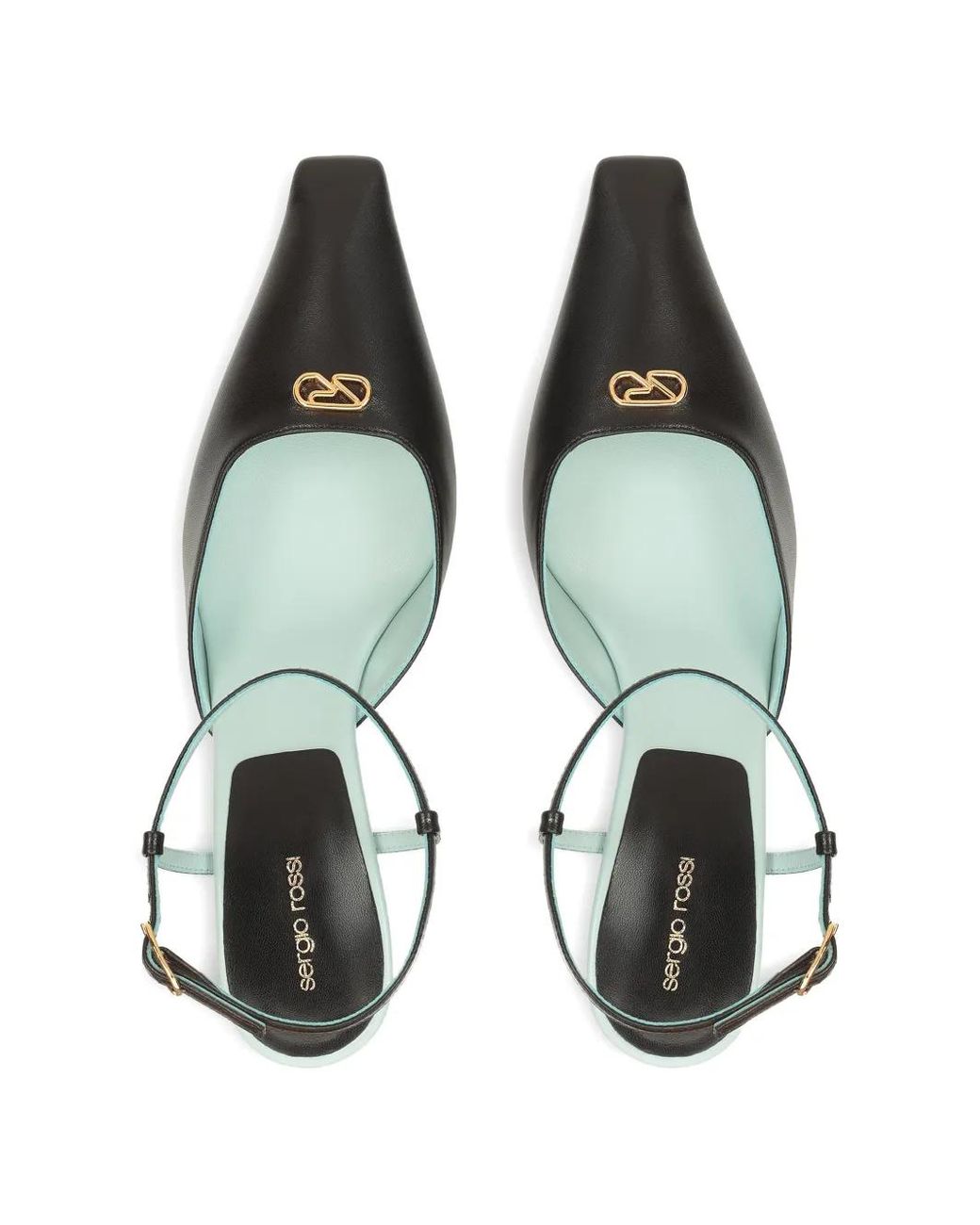 Sergio Rossi Black Surge Ankle-Strap Logo-Detail Pumps