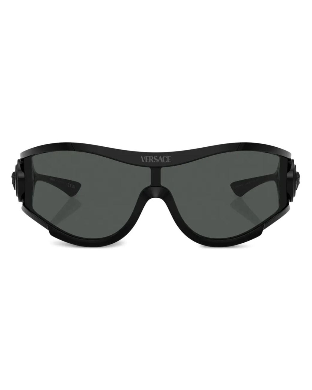Versace Black Medusa Plaque Shield-Frame Sunglasses