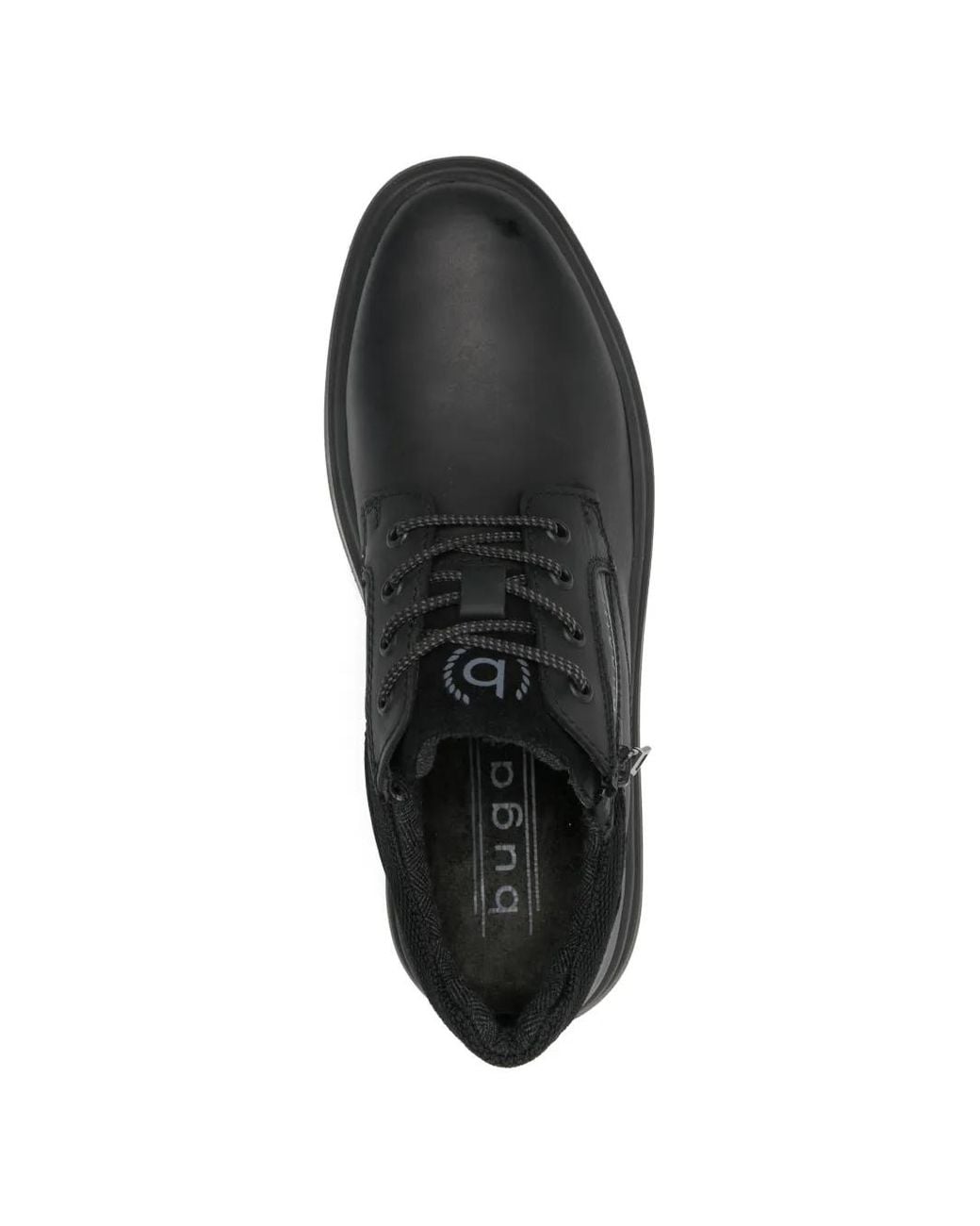 Bugatti Black Zip Leather Derby Shoes for men