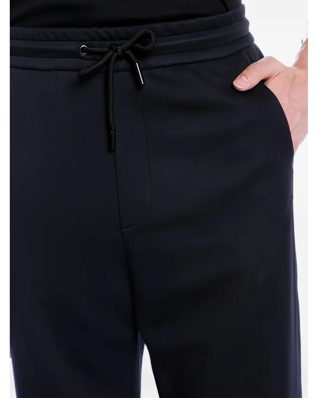 Giorgio Armani Blue Logo-Patch Drawstring Track Pants for men