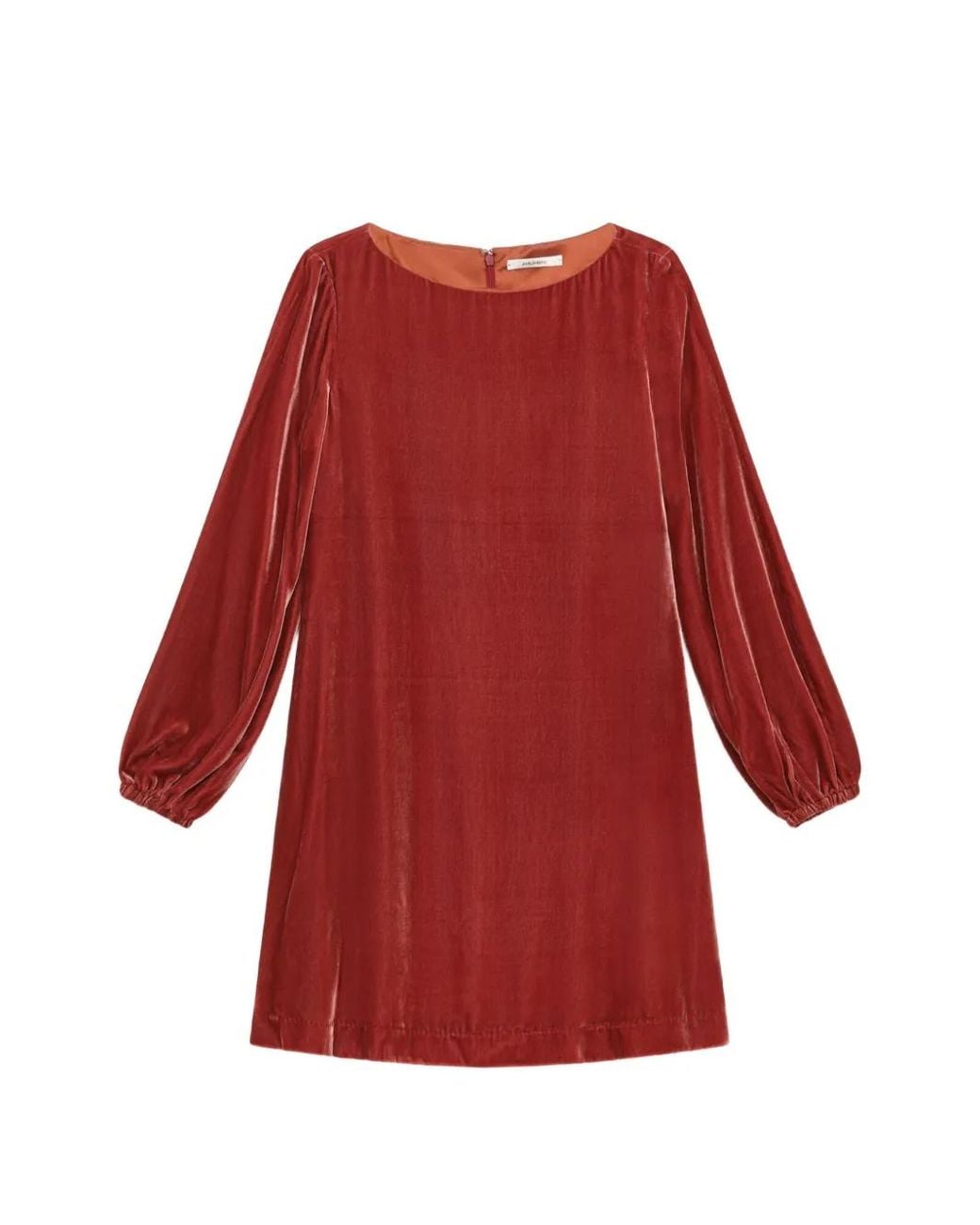 Maliparmi Red Velvet-Effect Balloon-Sleeve Mini Dress