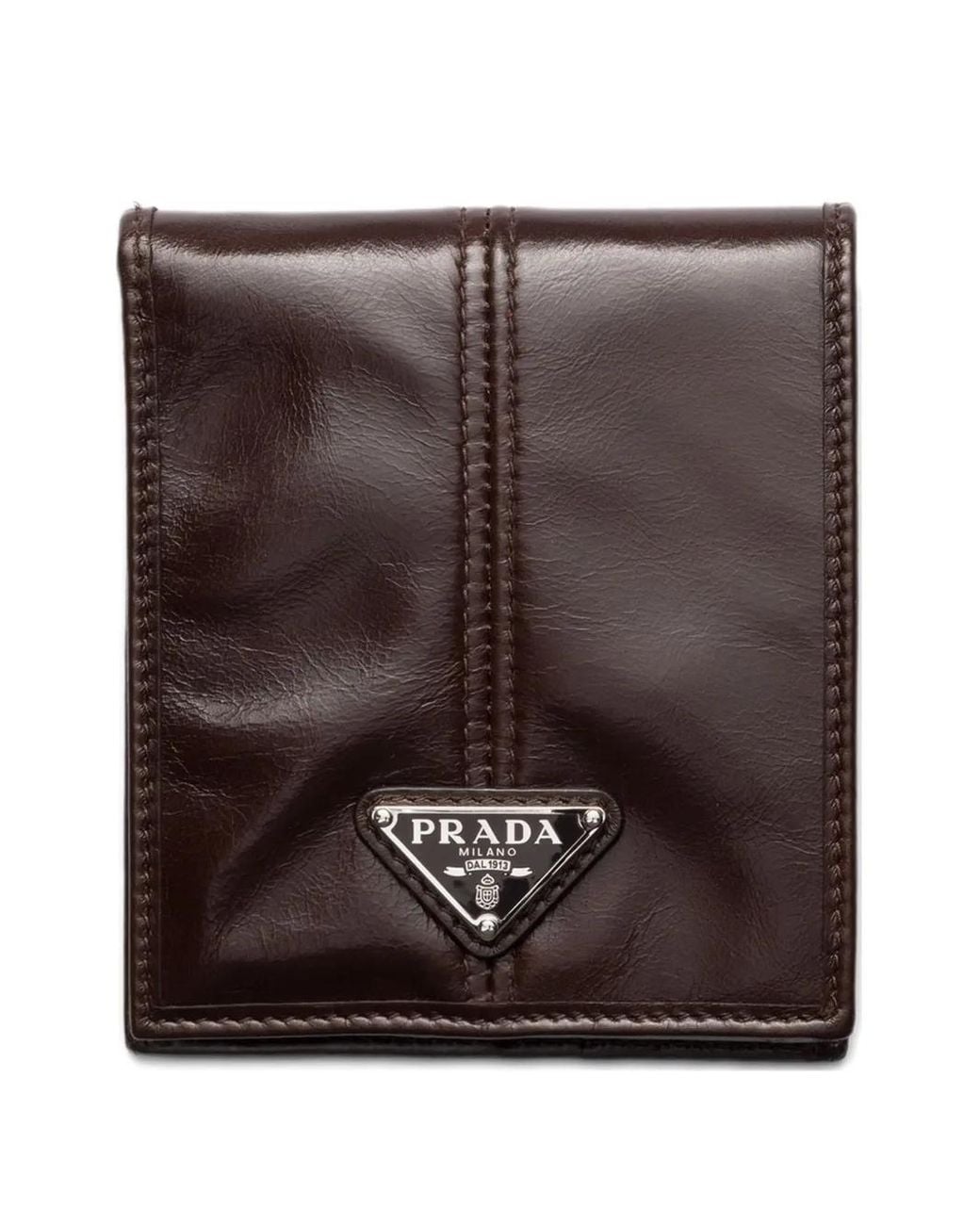 Prada Brown Leather Bifold Wallet for men