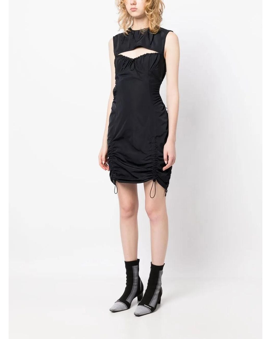 Monse Black Cut-Out Drawstring-Detail Mini Dress