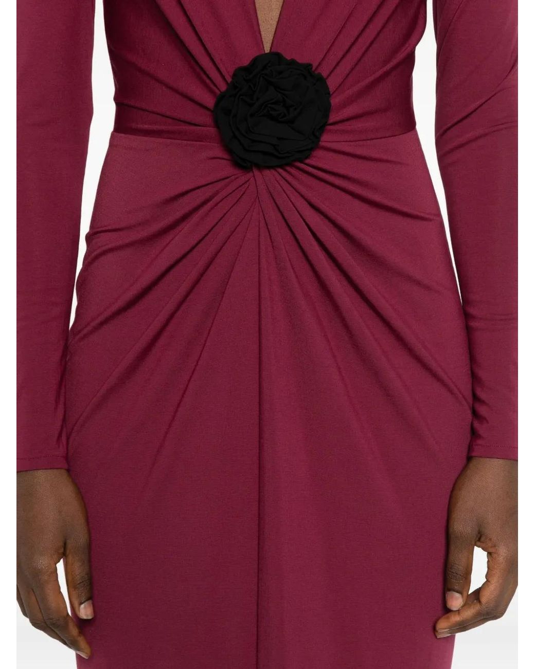 ROSERRY Purple Mallorca Flower-Embellished Twist-Front Maxi Dress