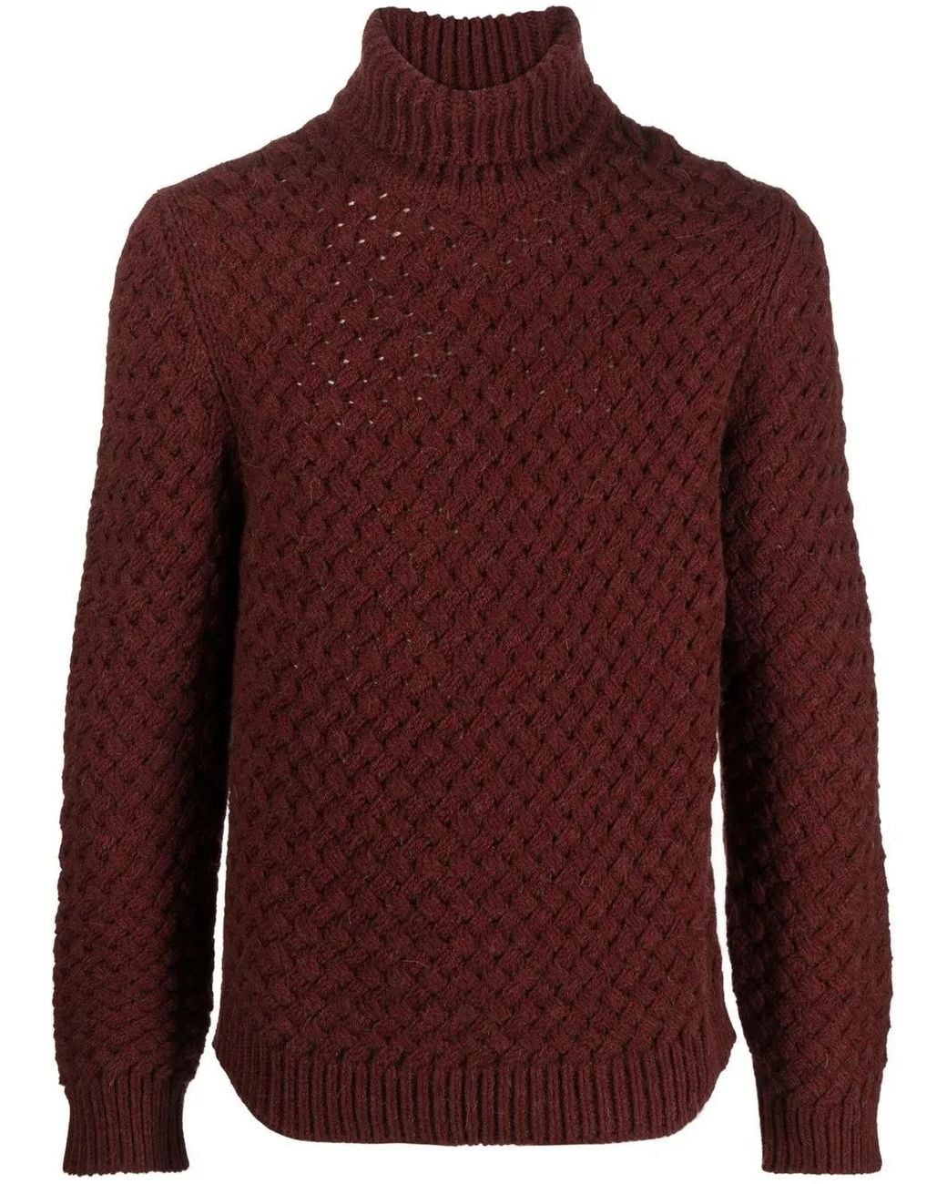 Lardini Red Roll-Neck Chunky Knit Jumper for men