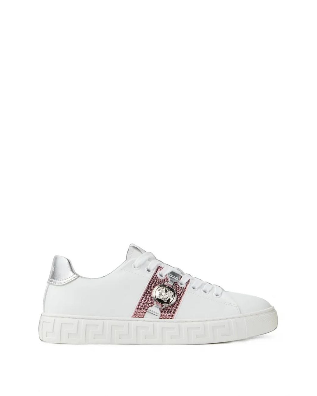 Versace White Greca Embellished Sneakers
