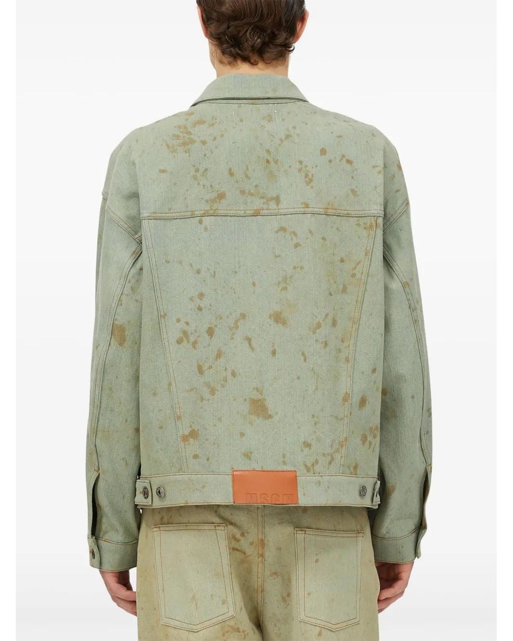 MSGM Denim Jack Met Vlekkenprint in het Green voor heren