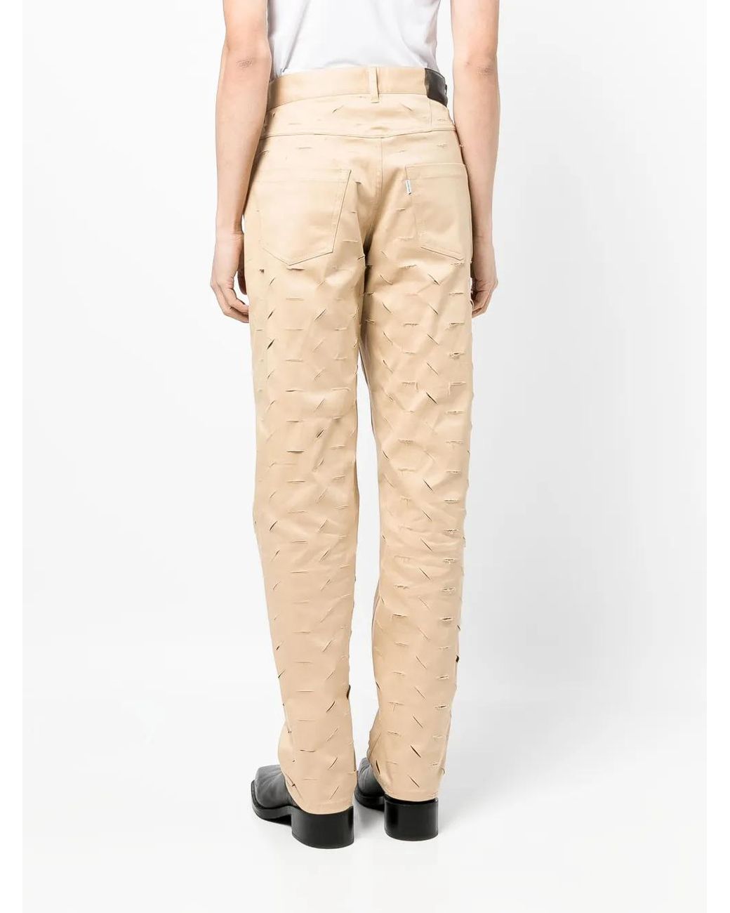 JUNTAE KIM Natural Ripped Straight-Leg Trousers for men