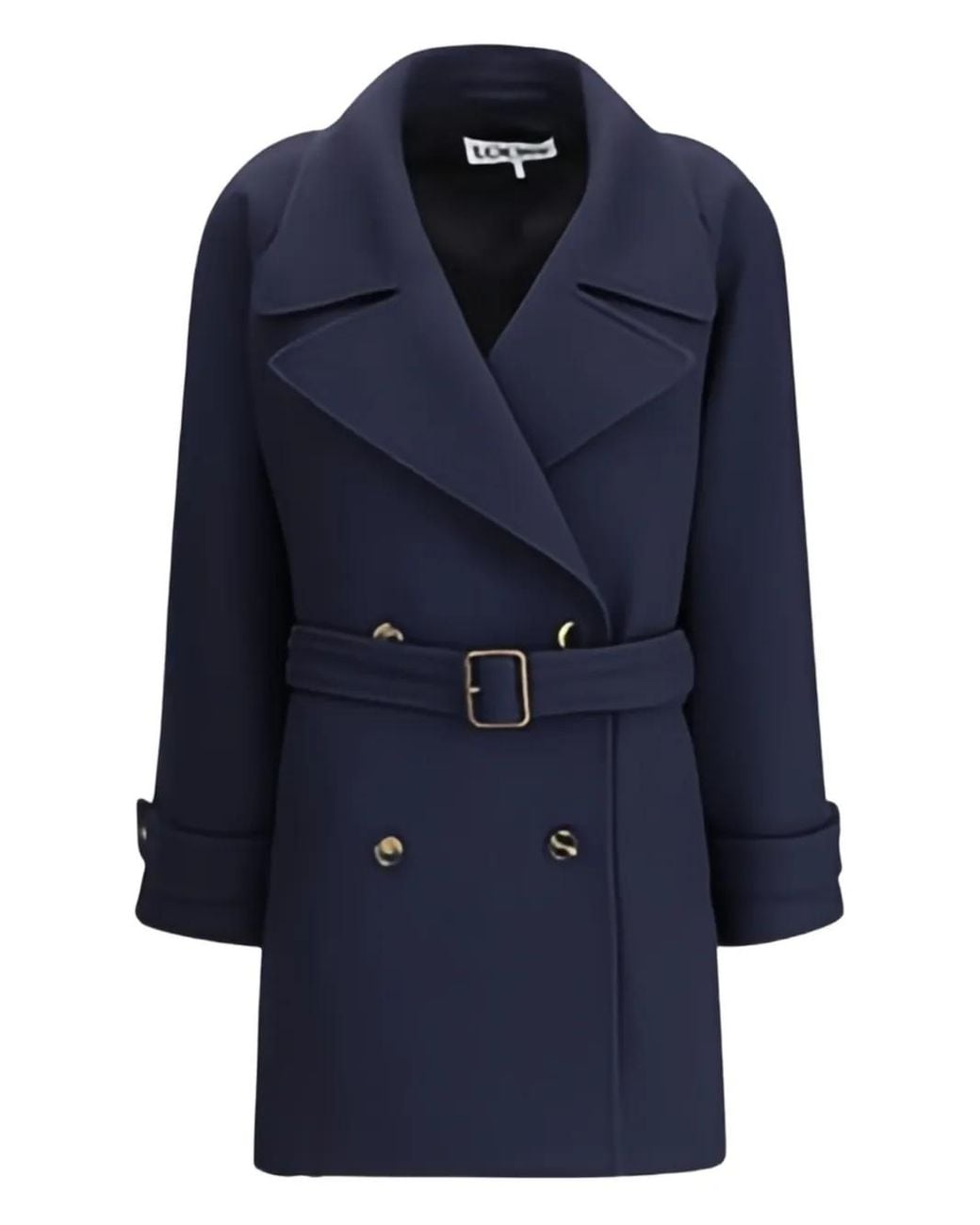 Loewe Blue Button Belt Double Breasted Peacoat