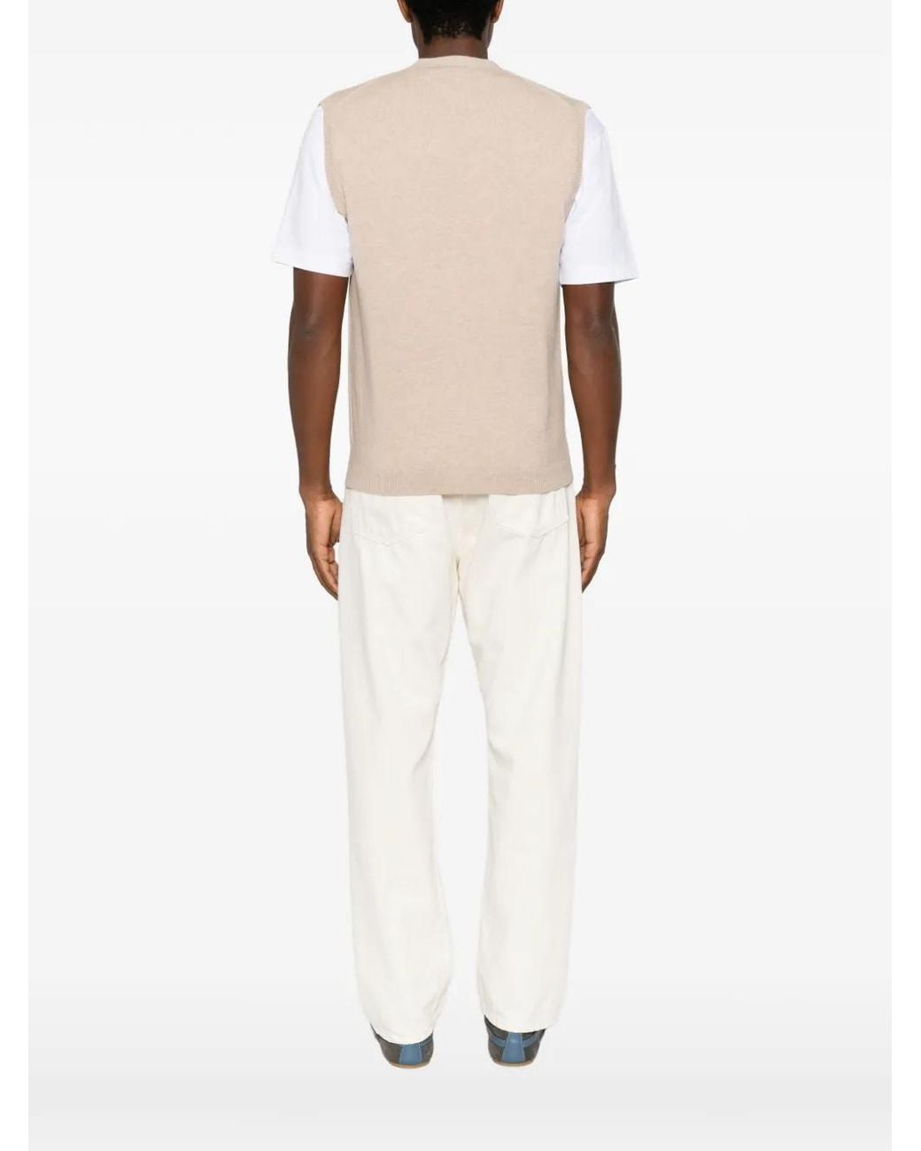 Daniele Fiesoli Natural Cashmere V-Neck Vest for men