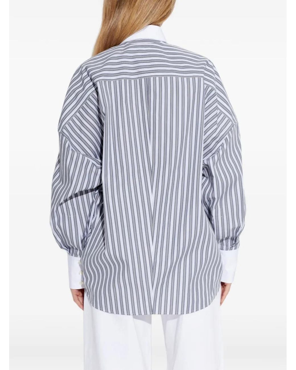 Stella McCartney White Chemise Oversize À Rayures Variées