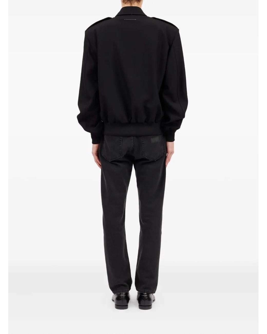 MM6 by Maison Margiela Black Collared Wool Jacket for men