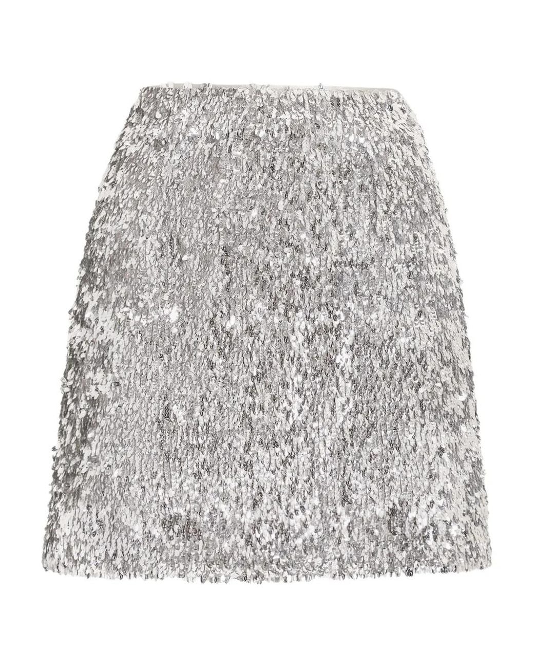 Dolce & Gabbana Gray Sequined Mini Skirt