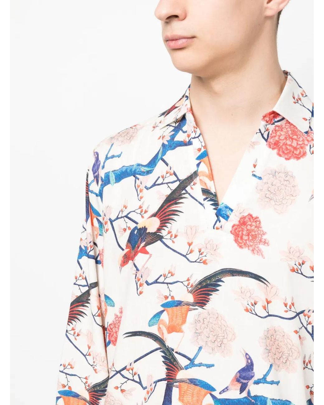 Orlebar Brown White Ridley Graphic-Print Long-Sleeve Shirt for men