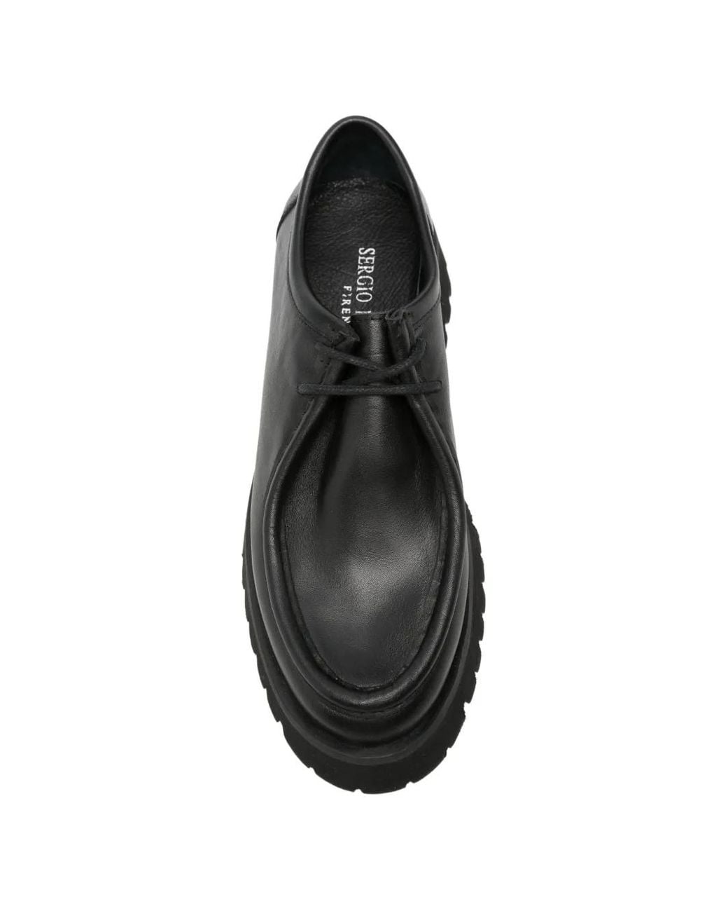 SERGIO MORETTI FIRENZE Black Lace-Up Lug-Sole Loafers