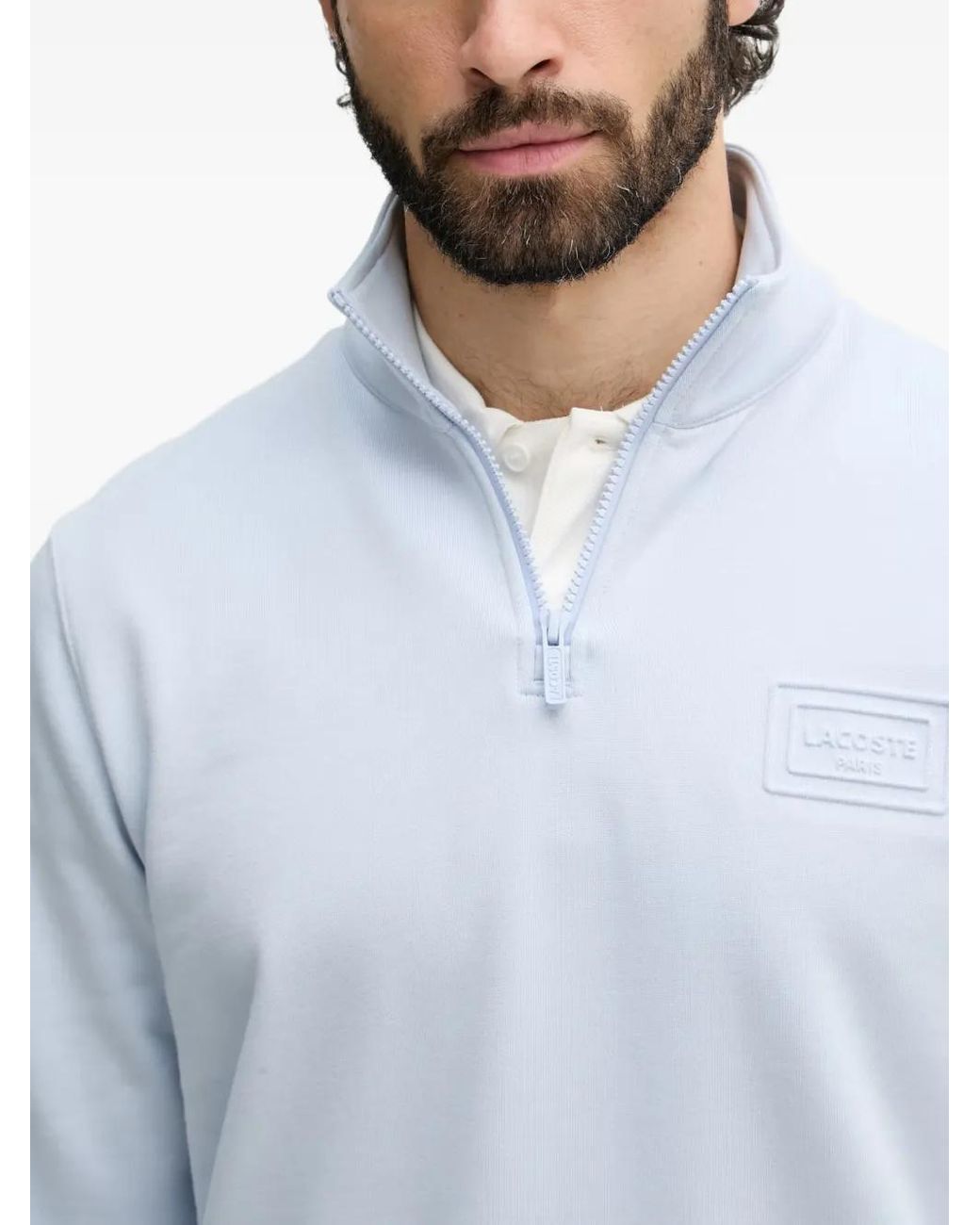 Lacoste Blue Sweat À Col Zippé