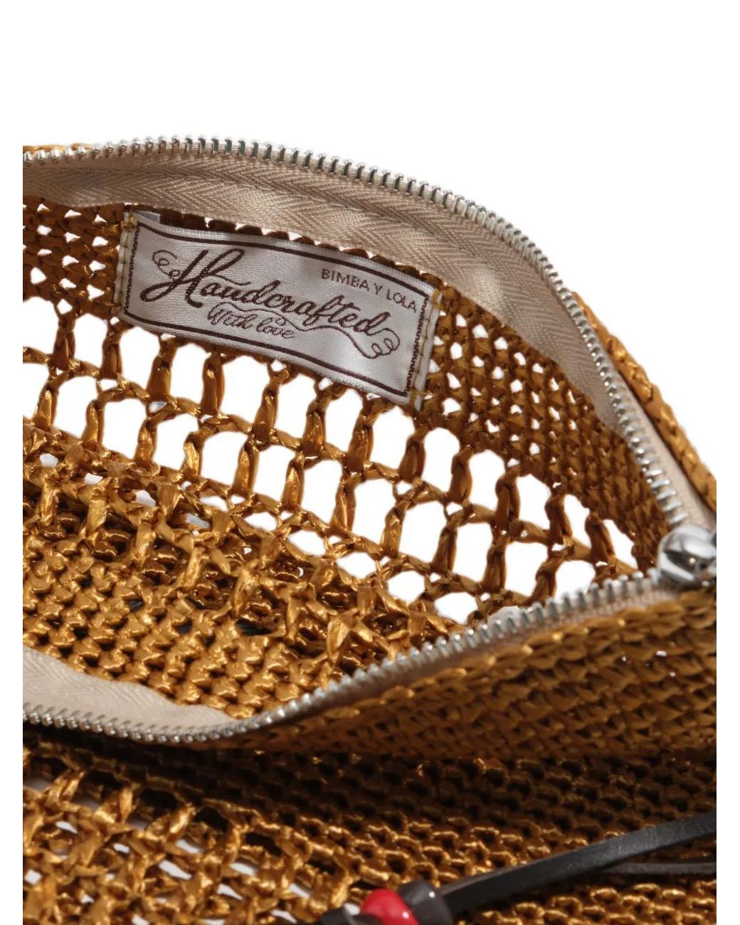 Bimba Y Lola Brown Medium Raffia-Effect Handbag