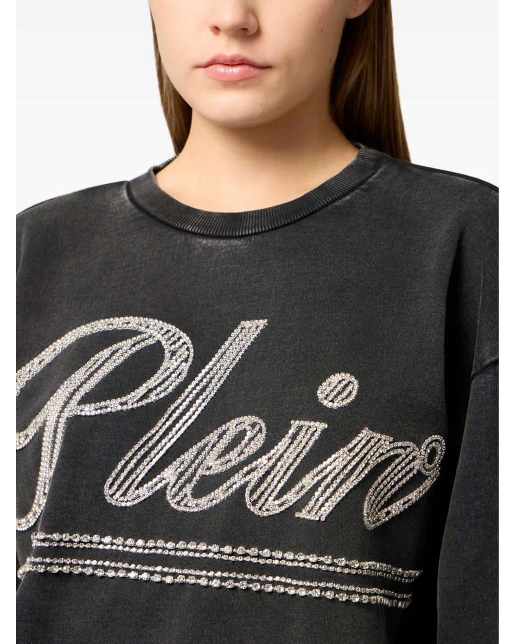 Philipp Plein Black Strass Signature Sweatshirt