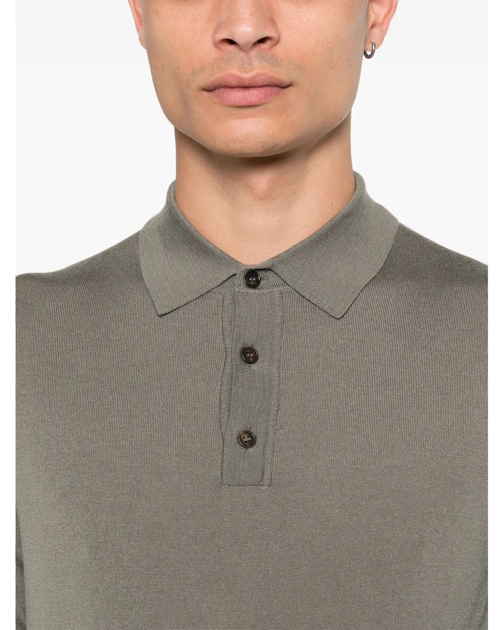 Zanone Gray Knitted Polo Shirt for men