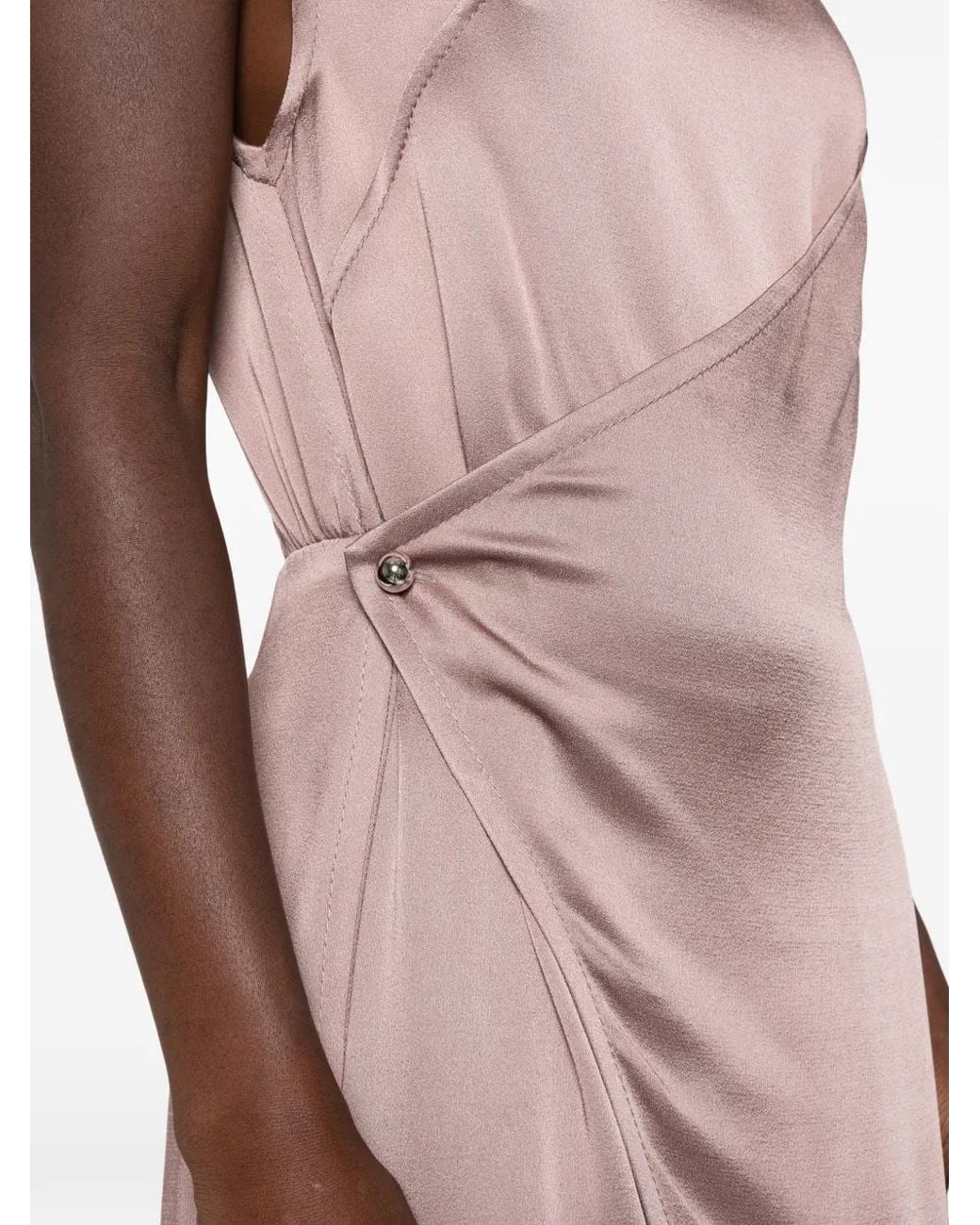 Lanvin Pink Sleeveless Wrap-Effect Midi Dress