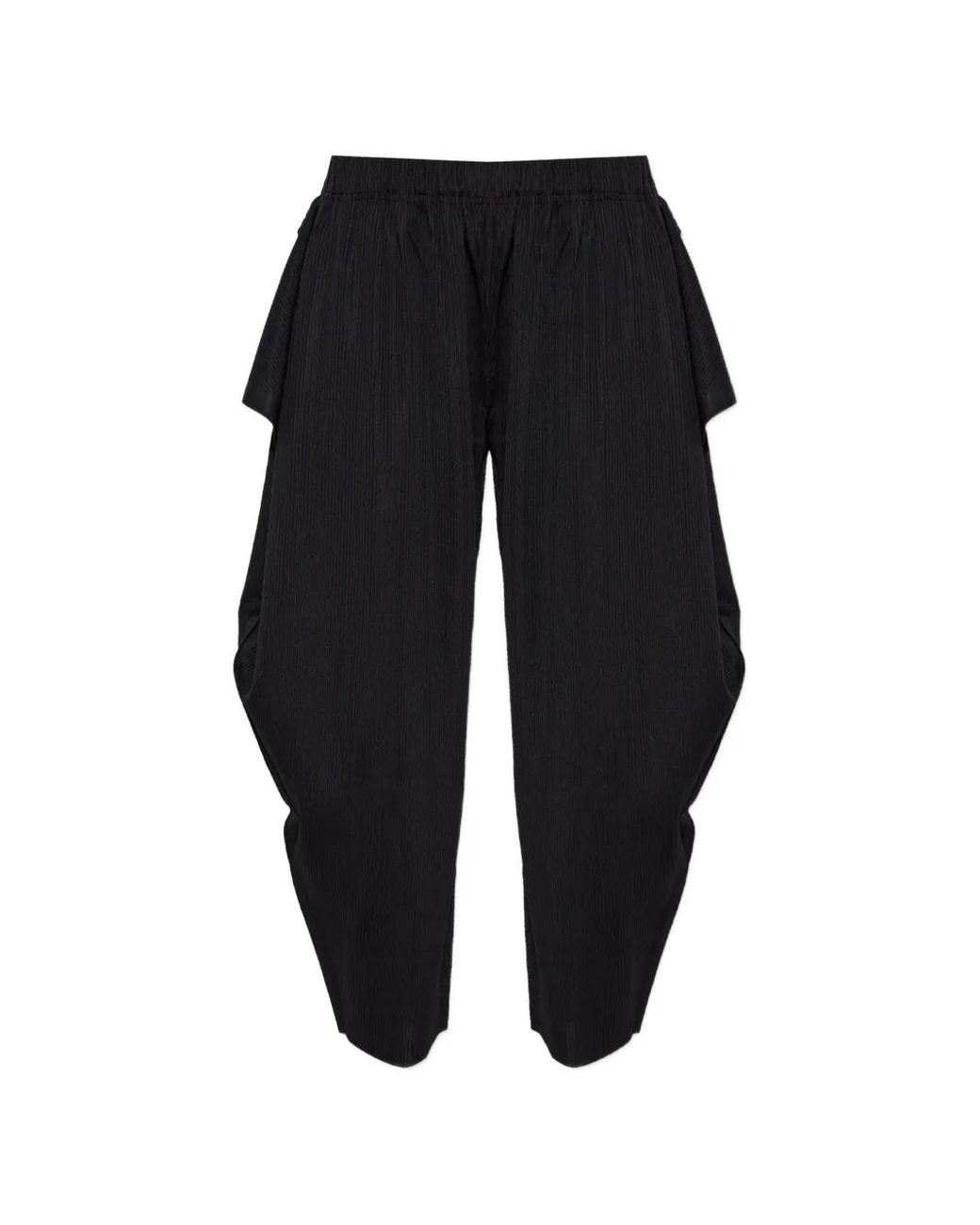 Pleats Please Issey Miyake Blue Pleated Wide-Leg Trousers