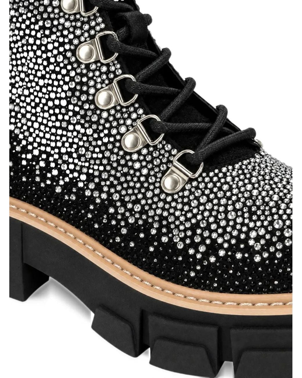 Philipp Plein Black Suede Mountain Boots Mix Strass