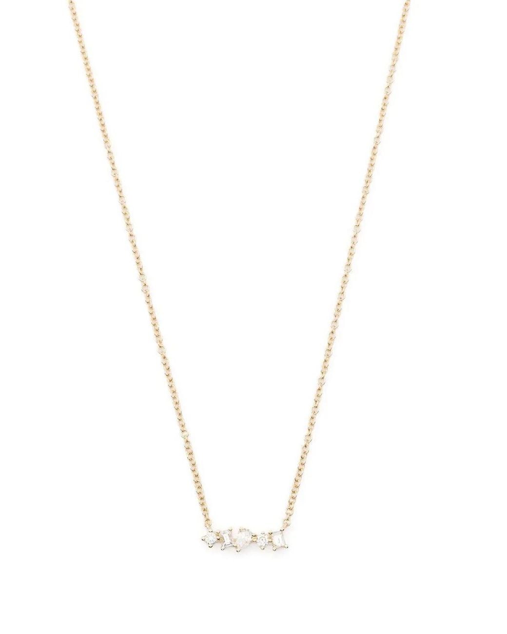 EF Collection White 14Kt Mini Diamond Bar Necklace