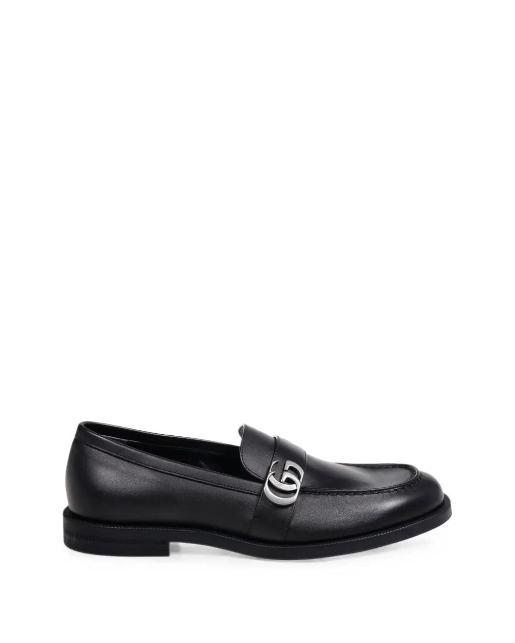 Gucci Black Double G Leather Loafers for men