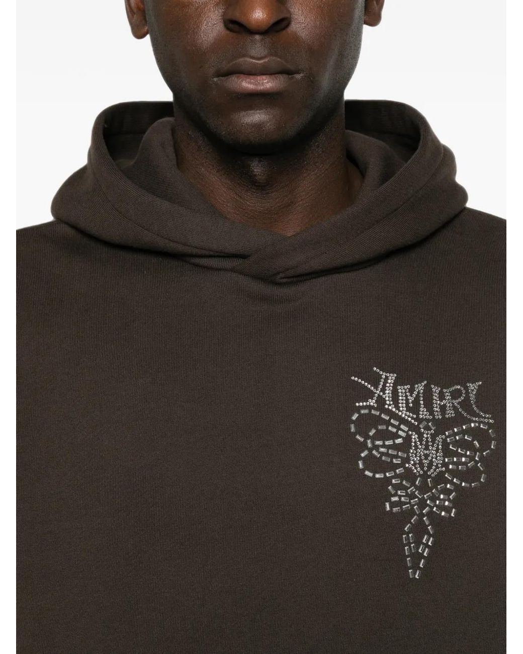 Amiri Brown Lasso Crystal-Embellished Hoodie for men