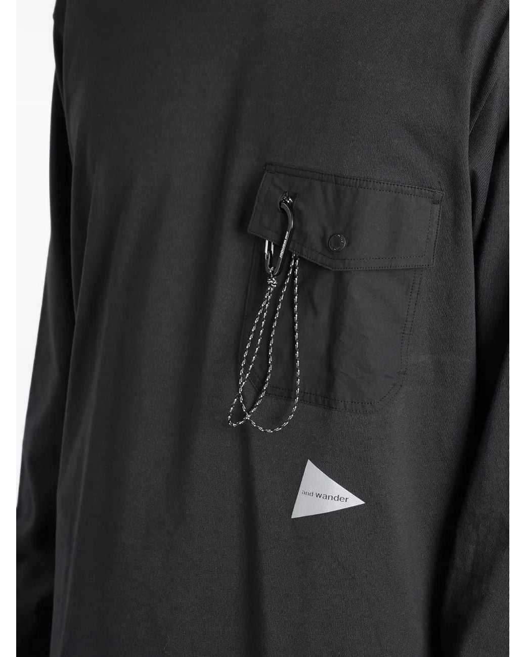 And Wander Black Carabiner-Detail Long-Sleeve T-Shirt