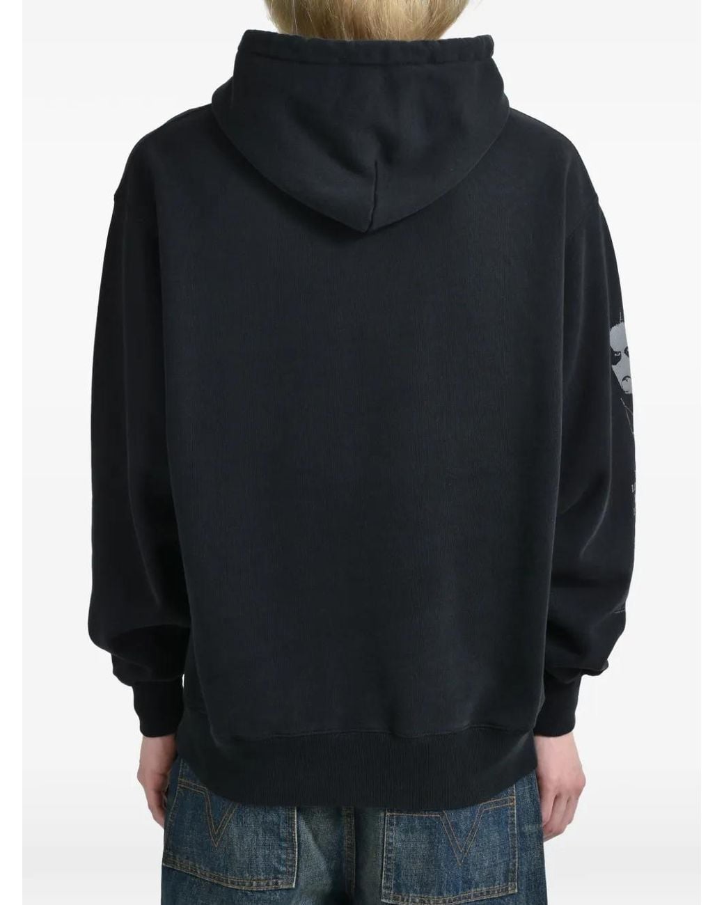 ALICE HOLLYWOOD Blue Logo-Print Washed-Finish Hoodie for men