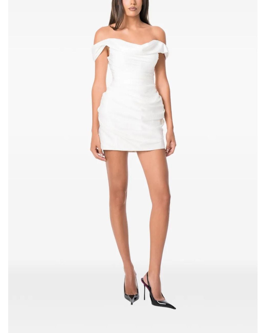 NORINA ST White Mia Draped Mini Dress