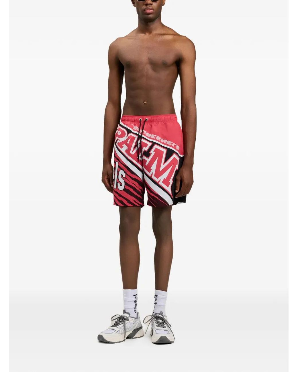 Palm Angels Red Racing Swimshorts for men