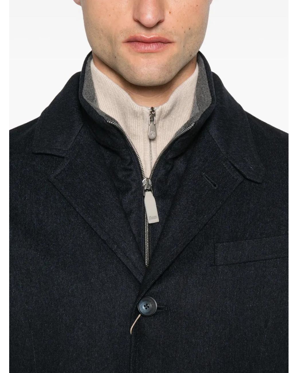 Herno Black Three-Button Zipped Jacket for men