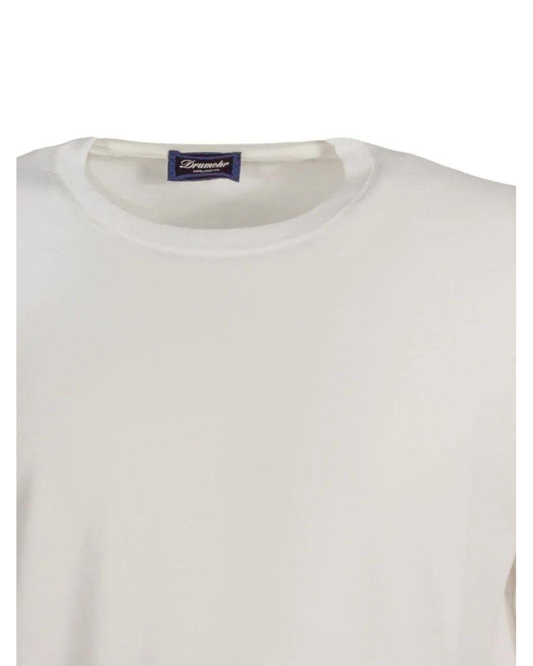 Drumohr White Long-Sleeved Knit Cotton Sweater for men