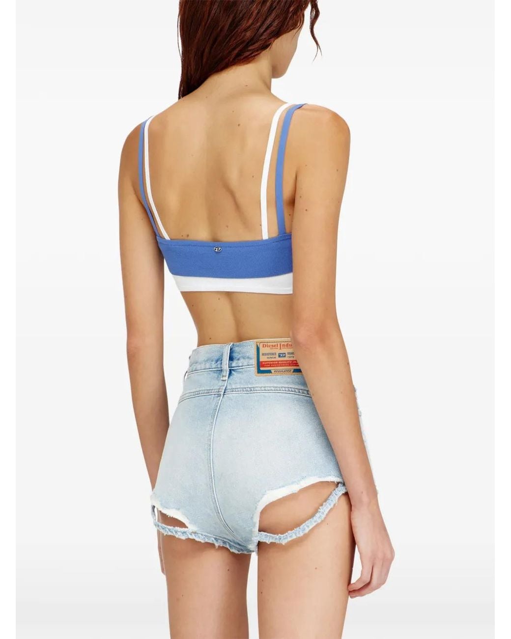 DIESEL Blue M-Zelda Ribbed Panelled Top