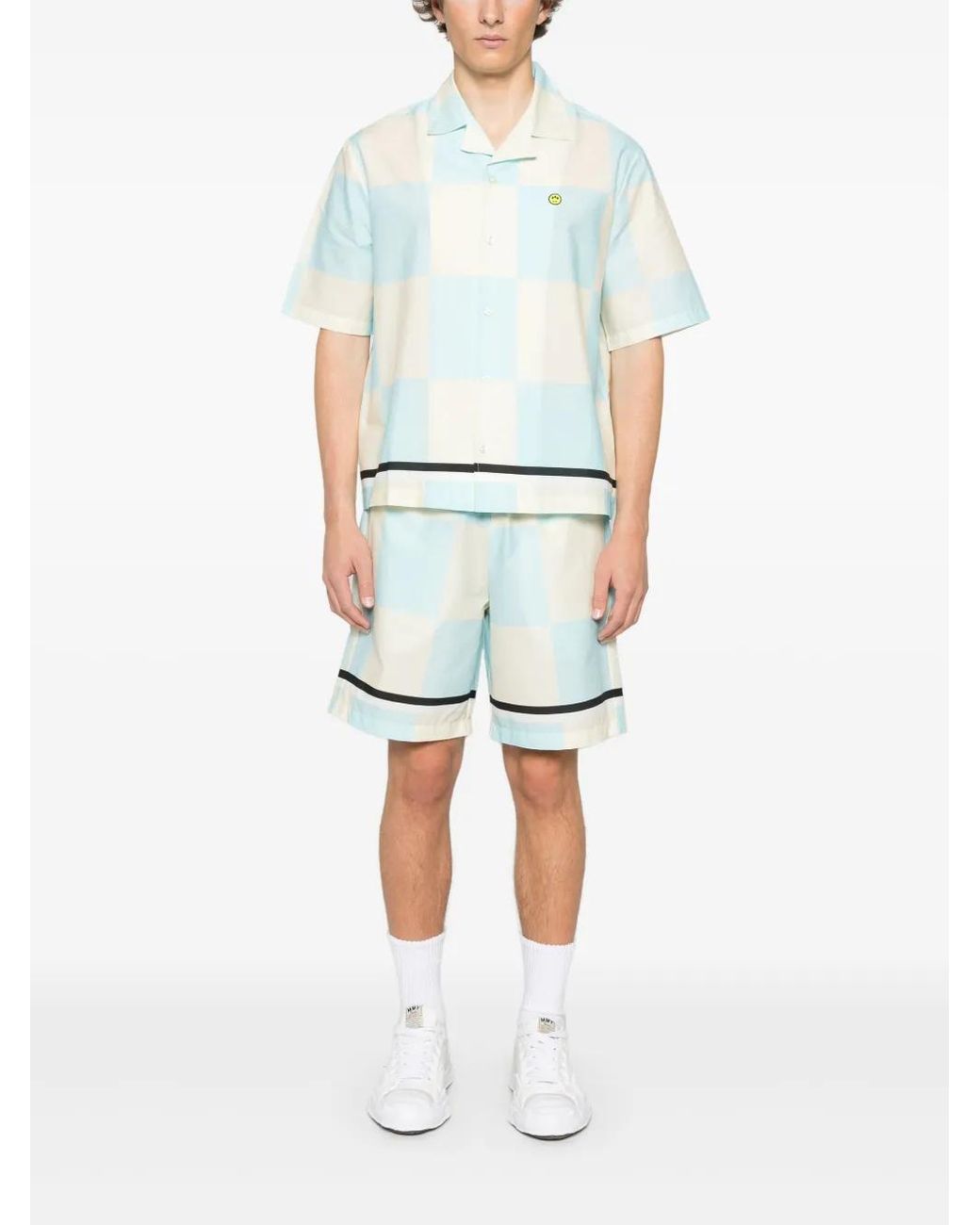 Barrow White Check-Pattern Shorts