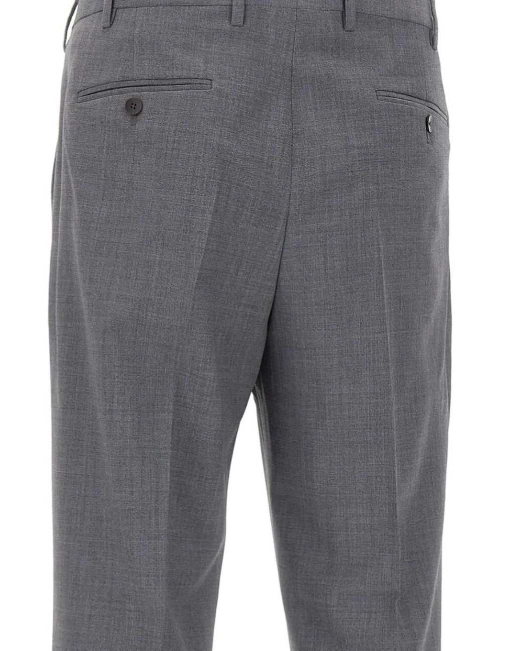 Devore Gray Pleated-Front Trousers for men