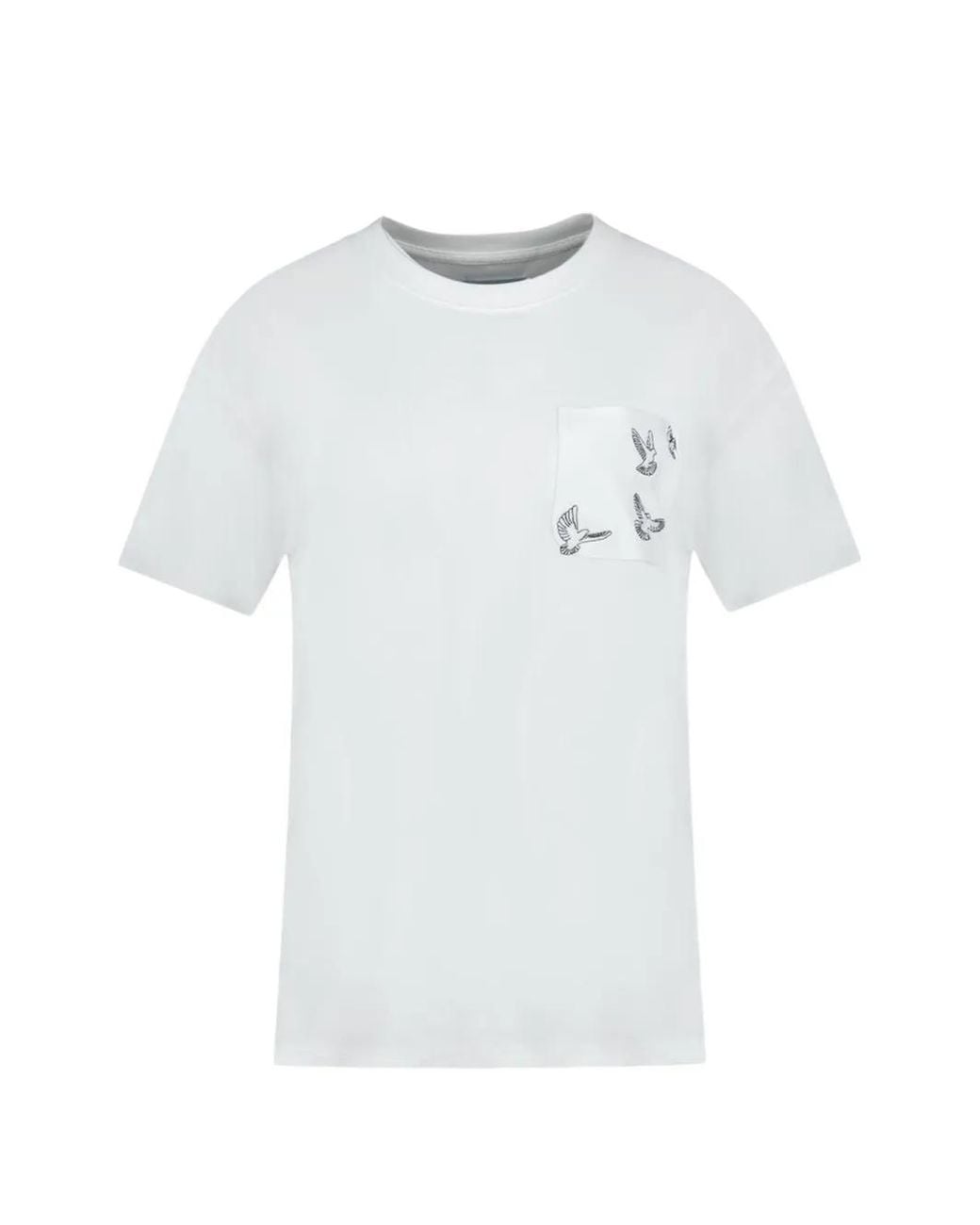 3.PARADIS White Dove-Print Pocket T-Shirt