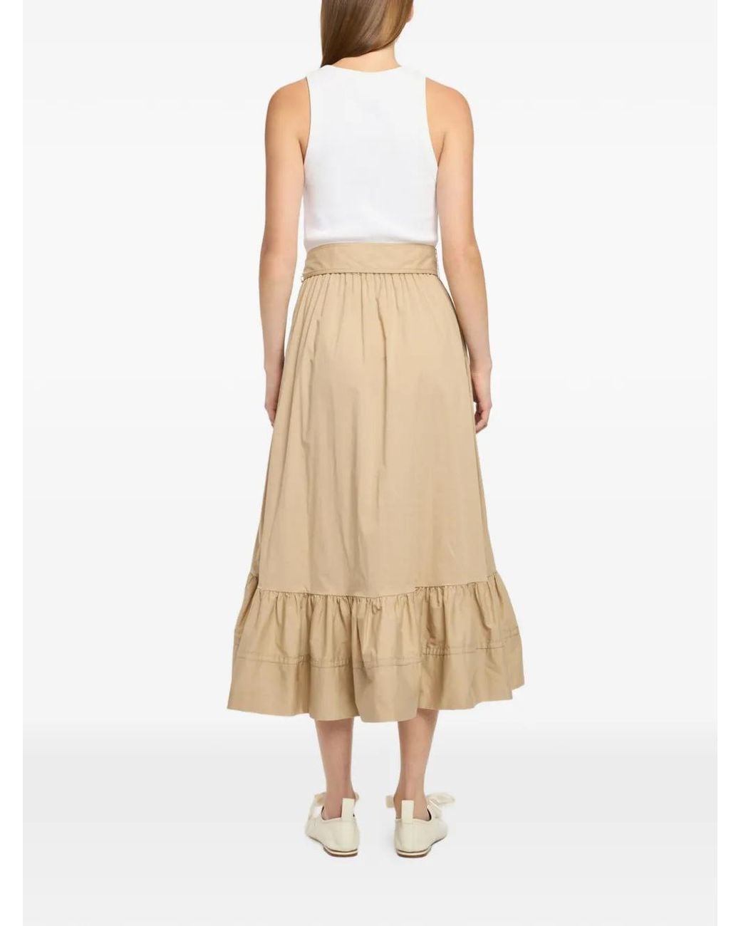 Cinq À Sept Natural Zayla Ruffled Tie-Waist Midi Dress