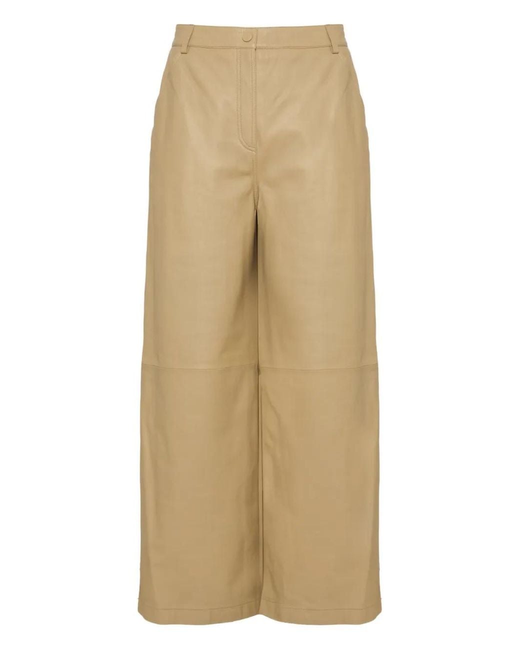 Yves Salomon Natural Straight Lamb-Leather Trousers