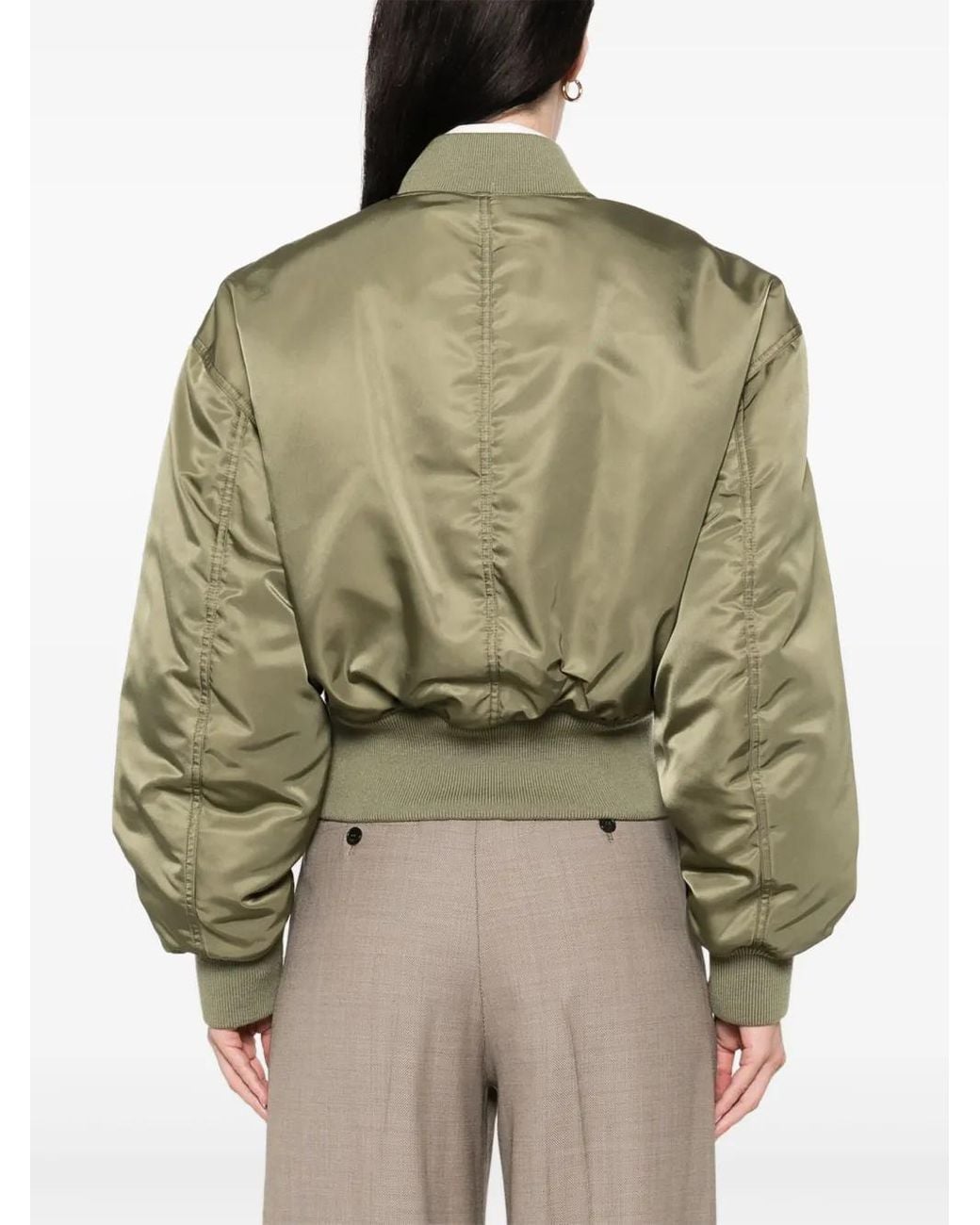 Saint Laurent Cropped Bomberjack in het Green