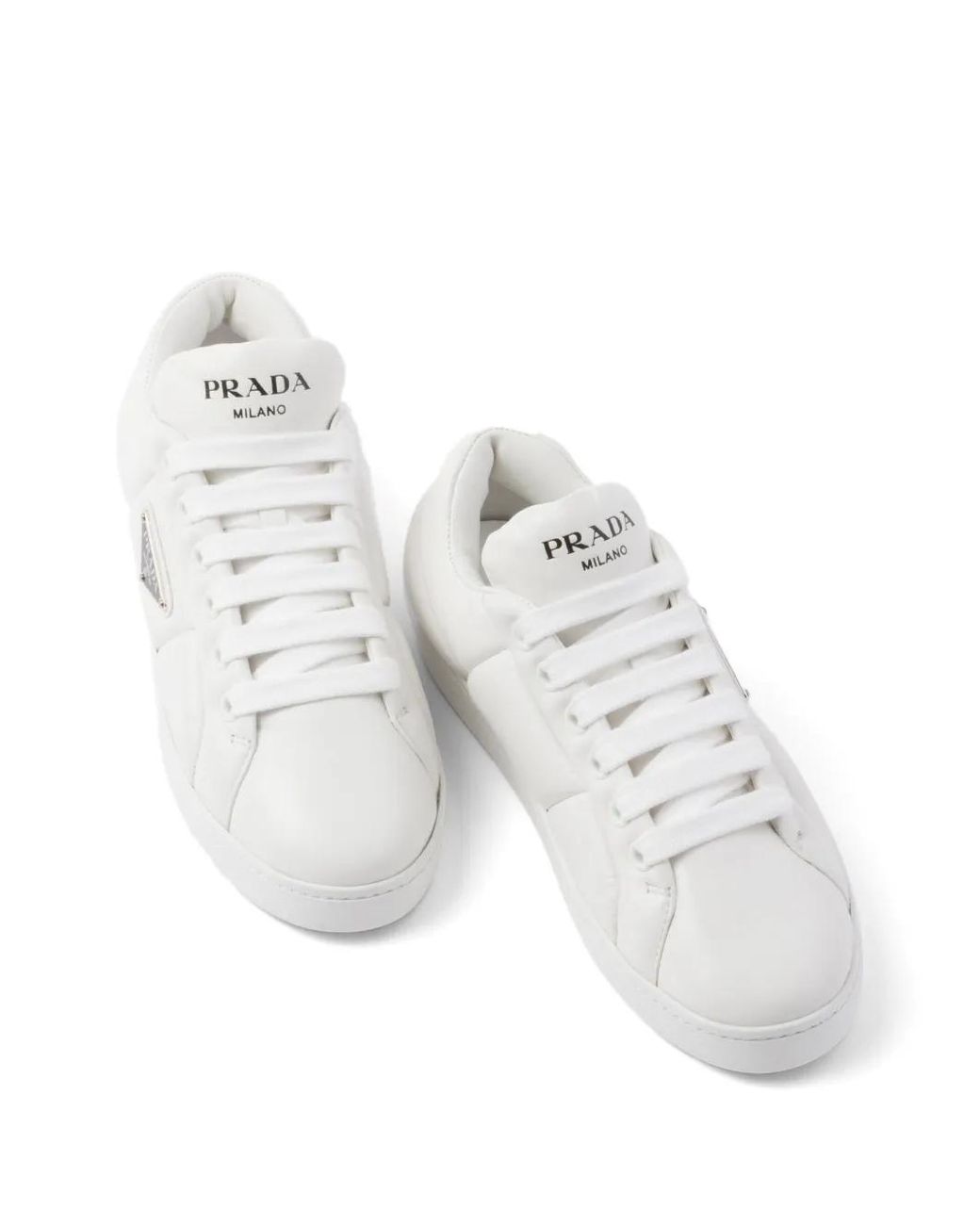 Prada White Triangle-Logo Padded Sneakers