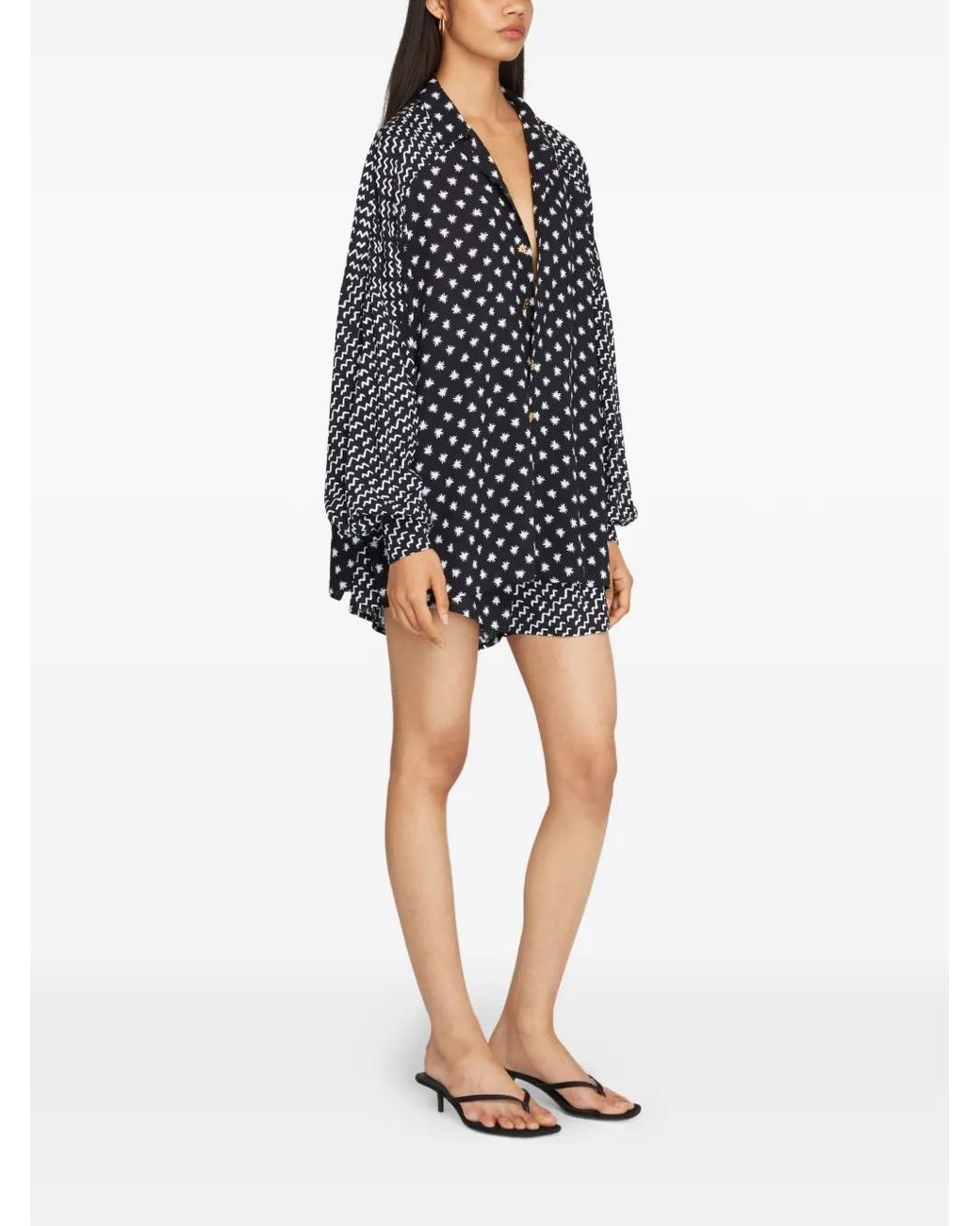 Donde Esteban Black Stars Waves Print Shorts
