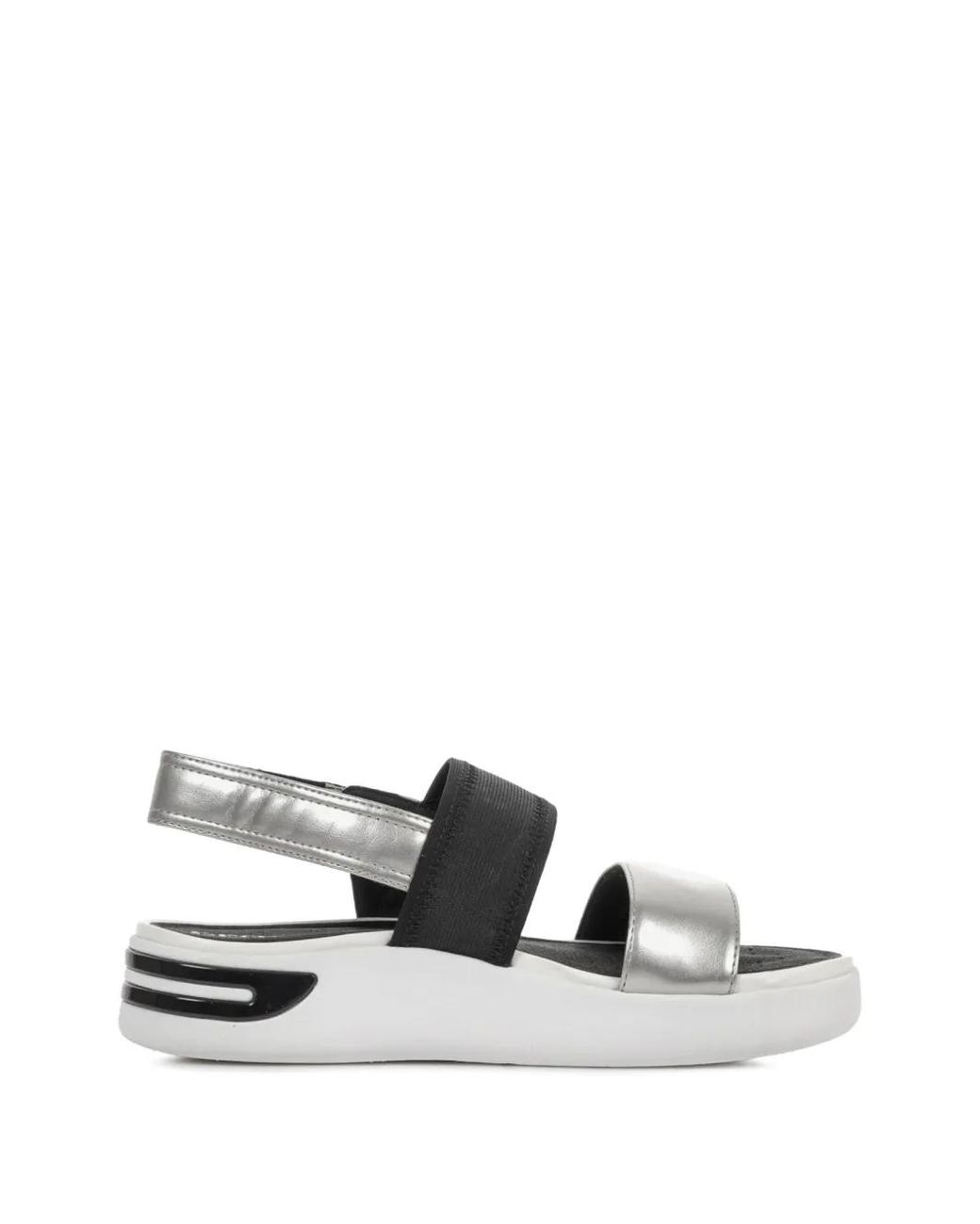 Geox White Metallic-Effect Touch-Strap Sandals